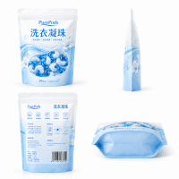 Custom Three-Side Sealed Stand-Up Bag for Personal Care and Household Chemical Packaging, Custom Made for Laundry Pellets and Effervescent Tablets Packaging