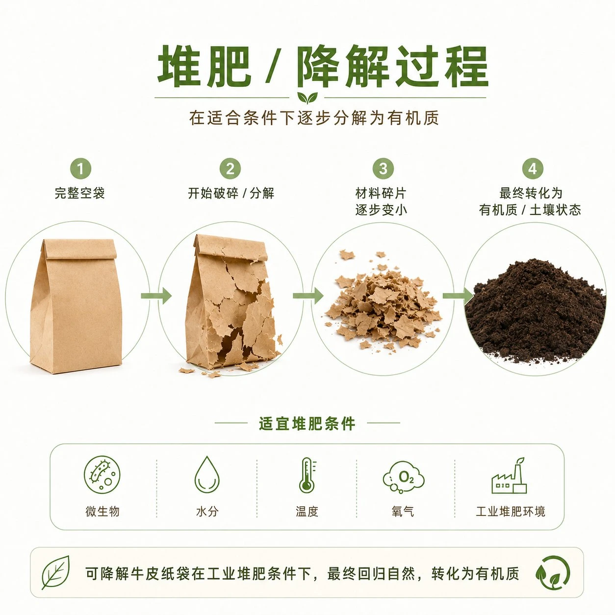 Compostable packaging degradation process