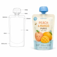 Custom Food Grade 121°C High Temperature Sterilization Fruit Puree Suction Bag BPA Free Aluminum Foil High Barrier Independent Standing Suction Bag for Infant Complementary Food