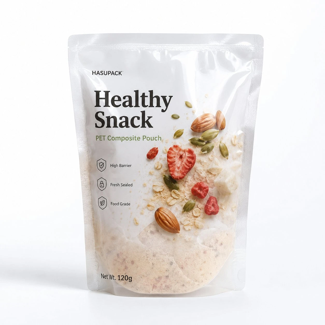 Healthy Snack Transparent Stand-Up Bag