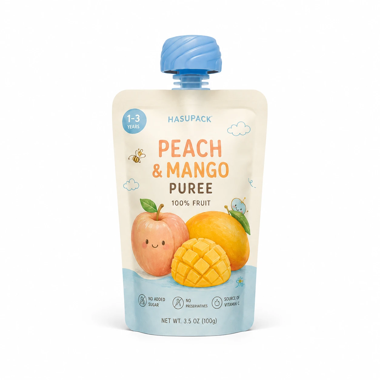 Custom Food Grade 121°C High Temperature Sterilization Fruit Puree Suction Bag BPA Free Aluminum Foil High Barrier Independent Standing Suction Bag for Infant Complementary Food