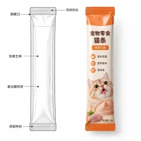 Custom Cat Treat Packaging Bags Pet Snack Long Strip Packaging Bags Cat Treat Bag Manufacturer