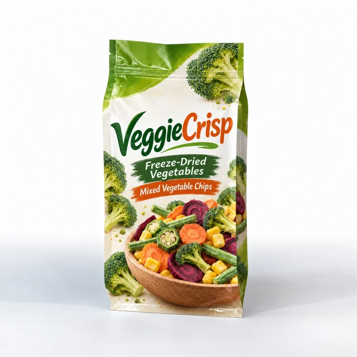 Freeze-dried vegetable packaging bag four-sided sealed zipper fruit and vegetable crisp bag custom manufacturer
