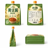 Custom Sauce Nozzle Bag, Huang Dou Sauce Eight-Side Sealed Flat Bottom Packaging Manufacturer