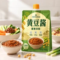 Custom Sauce Nozzle Bag, Huang Dou Sauce Eight-Side Sealed Flat Bottom Packaging Manufacturer