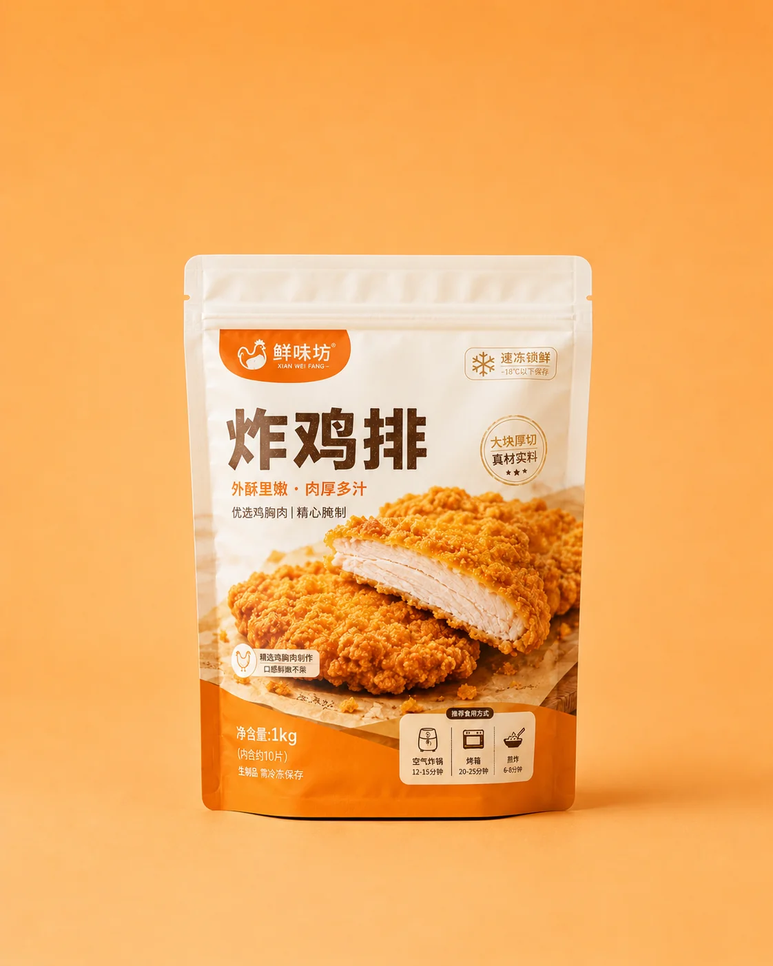 Frozen food packaging, fried snack foods