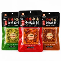 Three-Side Sealed Bag for Hot Pot Base Flavor, Transparent Window with Hanging Hole Packaging Customization