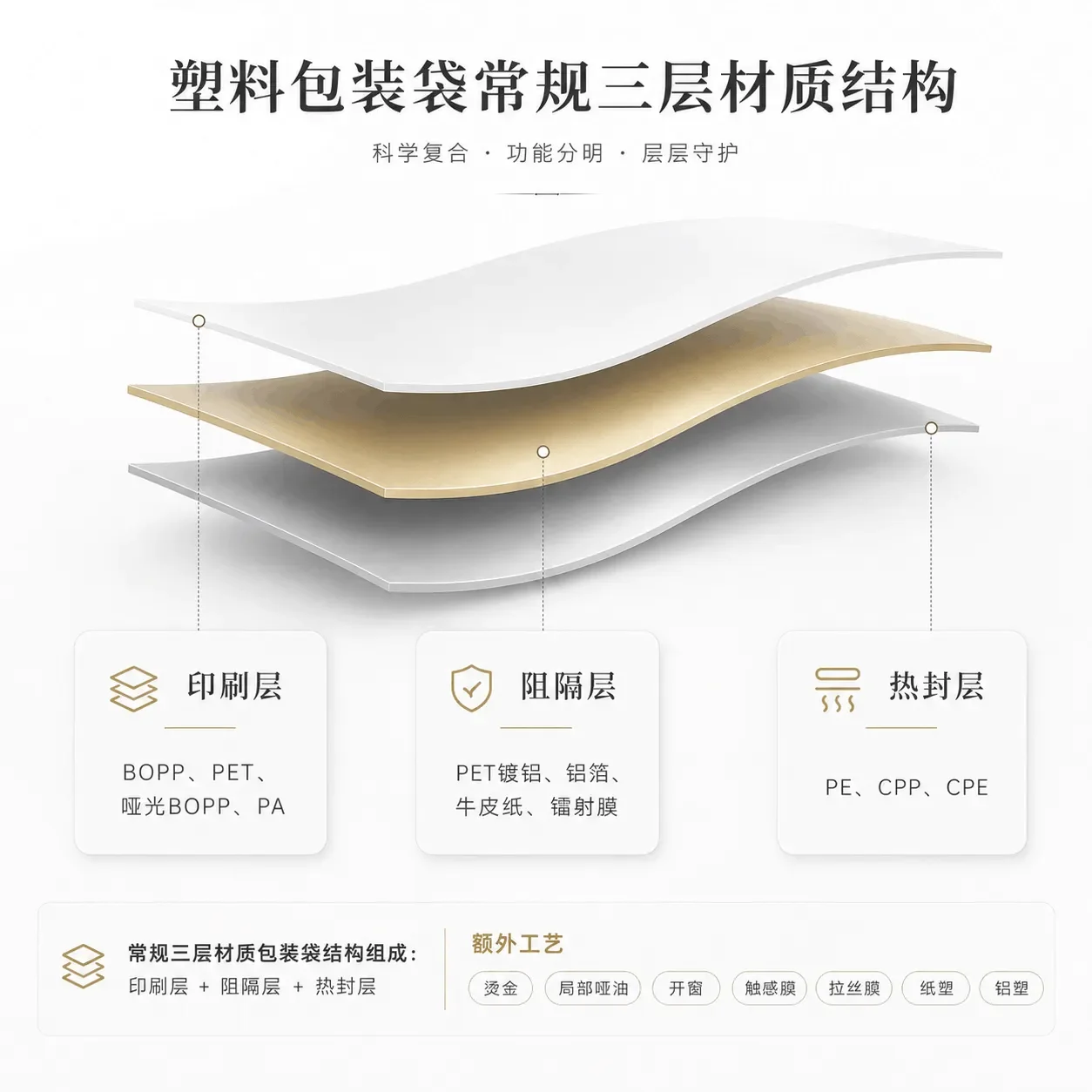 Standard Three-Layer Plastic Packaging Bag Structure