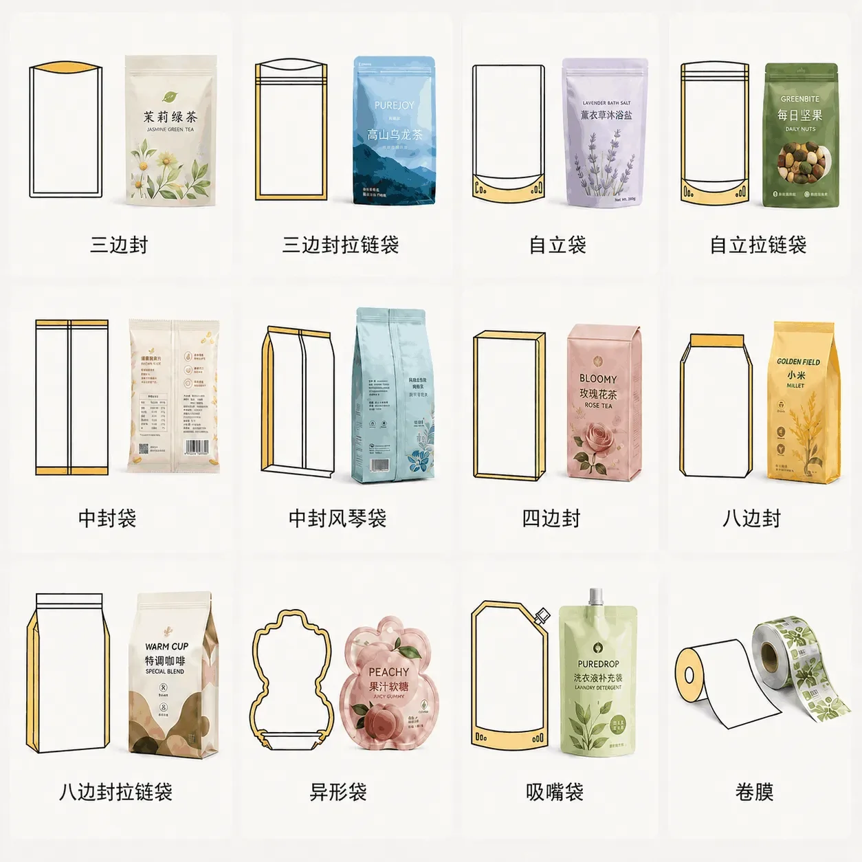 Different Bag Types Corresponding Product Images