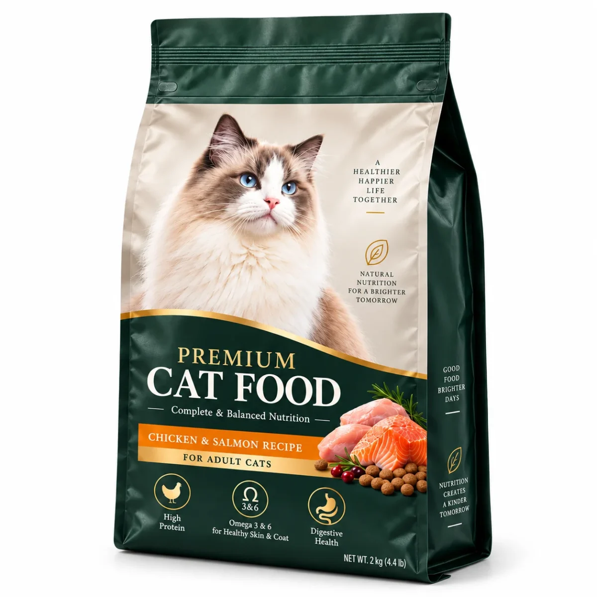 Recyclable Cat Food Packaging Bags Custom Manufacturer for Single Material Four-Side Sealed Pet Food Bags