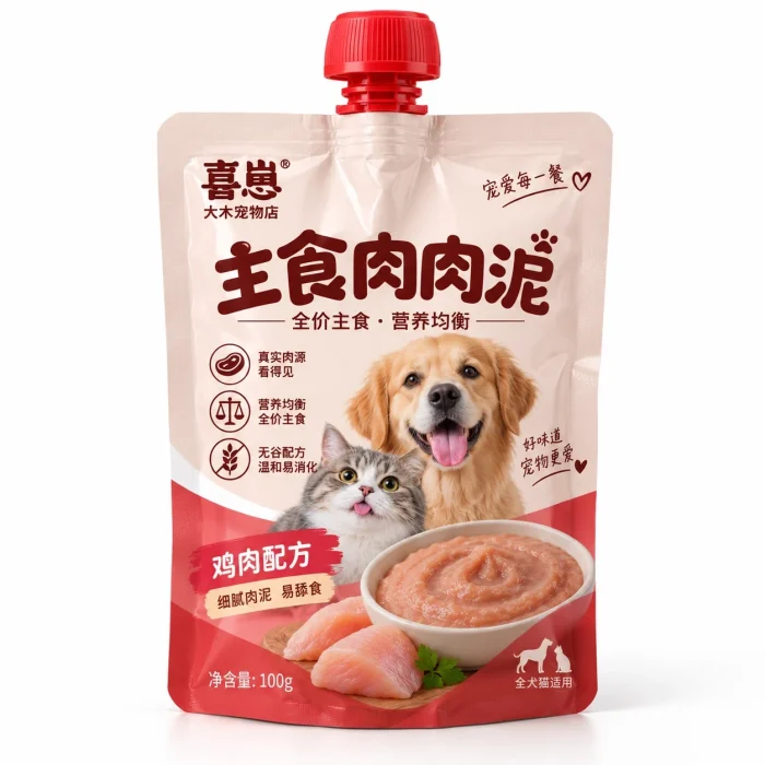 Cat and Dog Meat Pate Squeeze Bag, Pet Wet Food Stand-Up Bag, Custom Manufacturer