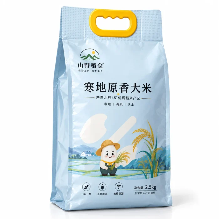Customized Carry-Handle Rice Bag Front View